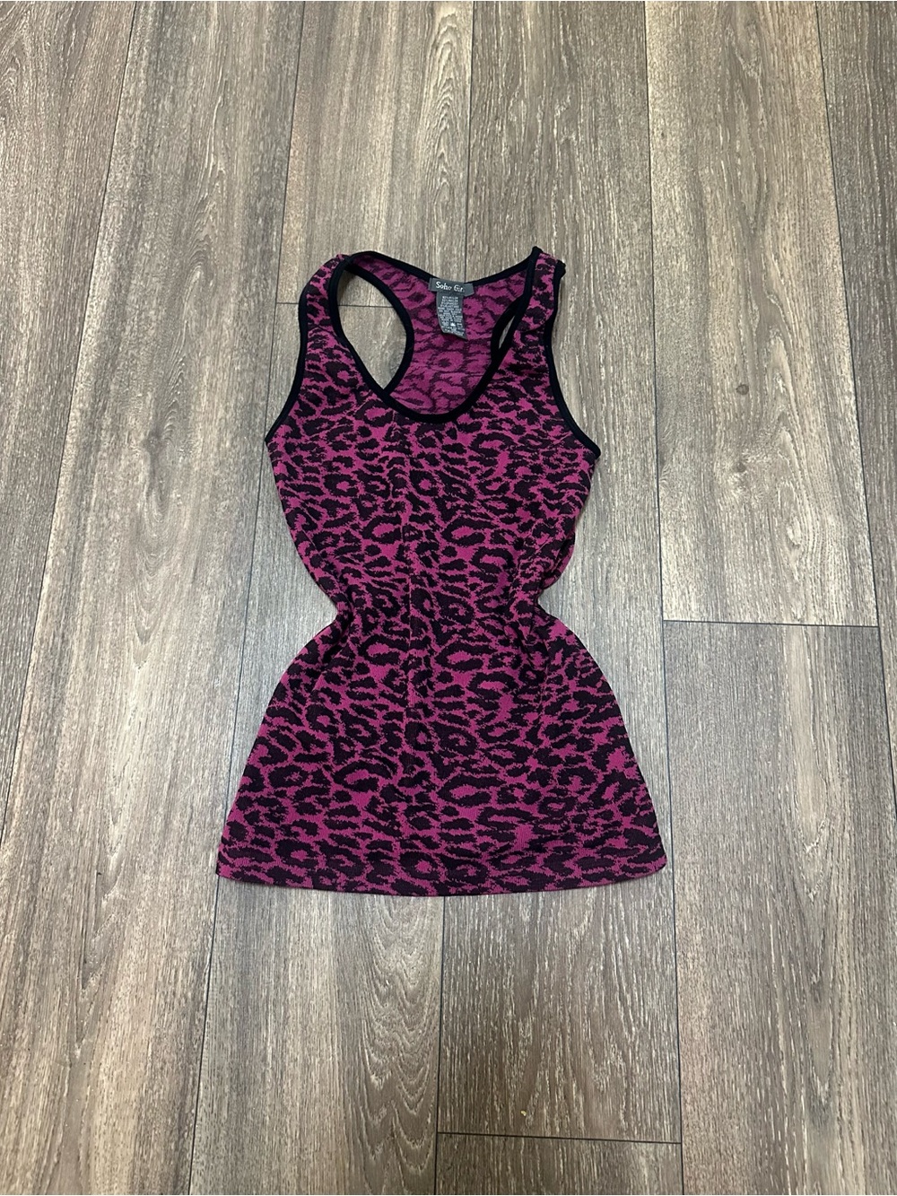 Soho Girls Pink and Black Leopard Print Racerback Tank